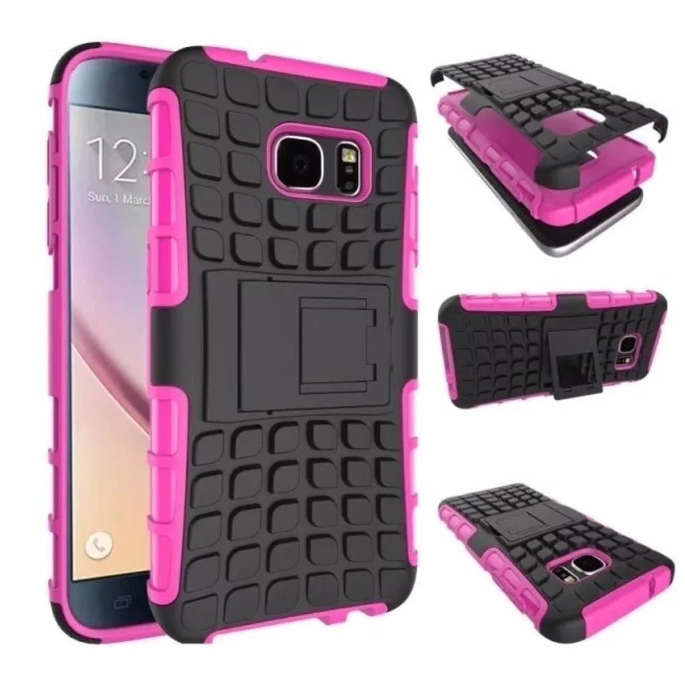 NEW SAMSUNG GALAXY s6 CELL PHONE CASE ARMOUR GRIP PINK FREE SCREEN PROTECTOR